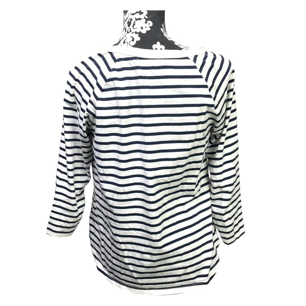 Tuckernuck Pomander Place women top Blouse 3/4 Sleeve striped size S henley - Picture 2 of 10